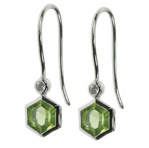 Zilver Designs Silver Jewellery Peridot Hexagon Earrings SE4708