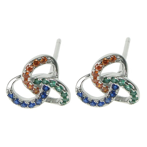 Zilver Designs Silver Jewellery Rainbow Triquetra Studs SE4550