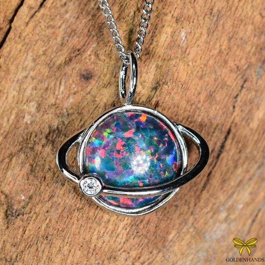 Zilver Designs Silver Jewellery Red Planet Opal Solid 925 Sterling Silver Pendant P4337