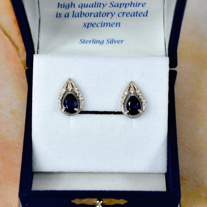 Zilver Designs Silver Jewellery Sapphire Bindi Style Drop Crystal Cubic Zirconia Solid 925 Sterling Silver Stud Earring E4380