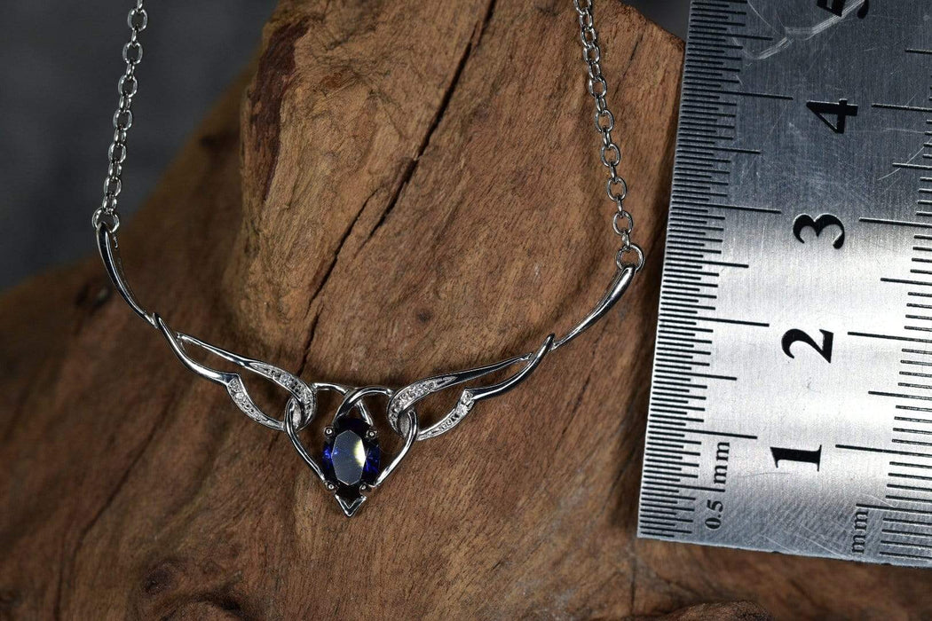 Zilver Designs Silver Jewellery Sapphire Pear and Cubic Zirconia Solid 925 Sterling Silver Necklace SN4220
