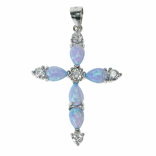 Zilver Designs Silver Jewellery Sky Opal Cross Pendant SP4564