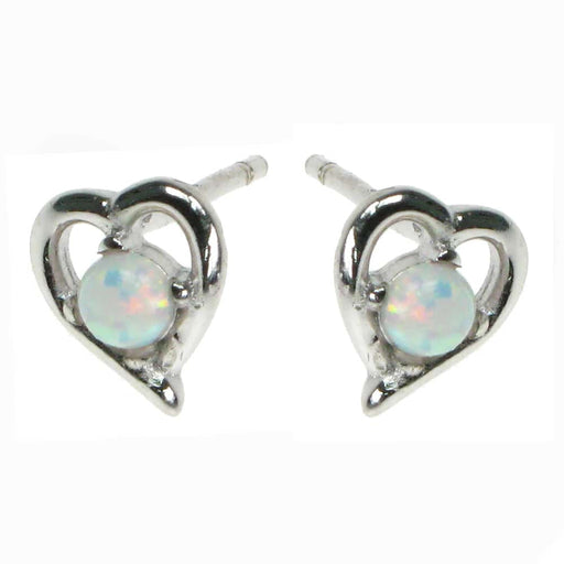 Zilver Designs Silver Jewellery Snow Opal Heart Stud Earrings SE4285