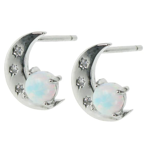 Zilver Designs Silver Jewellery Snow Opal Moon Studs SE4559