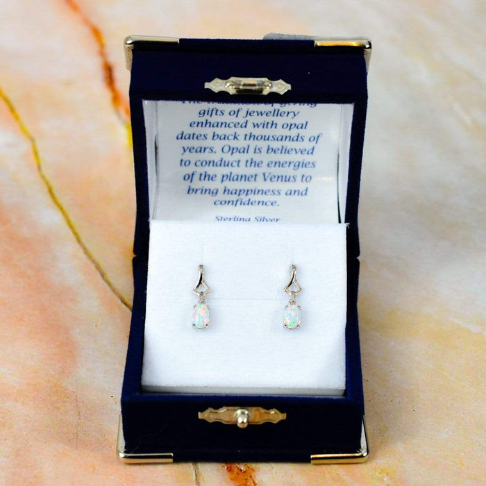 Zilver Designs Silver Jewellery Snow Opal Oval Solid 925 Sterling Silver Stud Earrings SE2279
