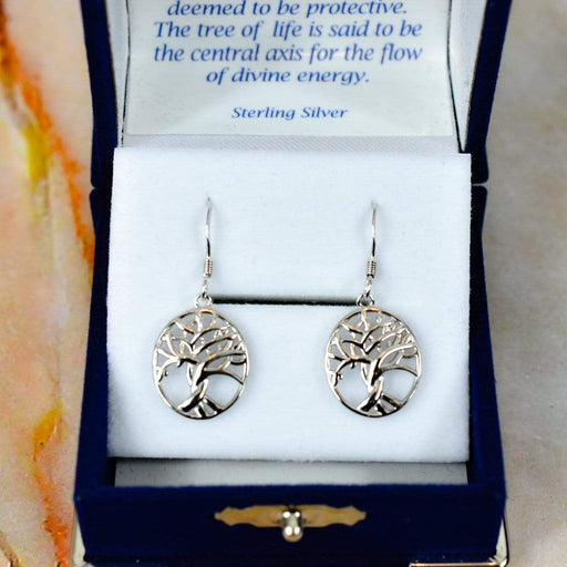 Zilver Designs Silver Jewellery Tree Of Life Oval Solid 925 Sterling Silver Hook Earrings SE4435