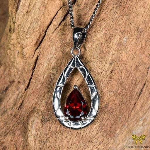 Zilver Designs Sliver Jewellery Garnet Open Drop Pendant SP4463