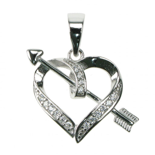 Zilver Designs ZILVER JEWELLERY Crystal Cubic Zirconia Pierced Heart with Arrow Pendant SP4209