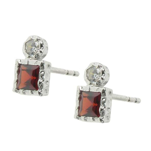 Zilver Designs ZILVER JEWELLERY Garnet Square Bezel Studs SE4637