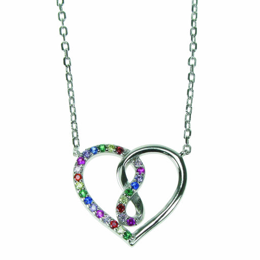 Zilver Designs ZILVER JEWELLERY Infinity Heart Multi Colour CZ Necklace SN4538